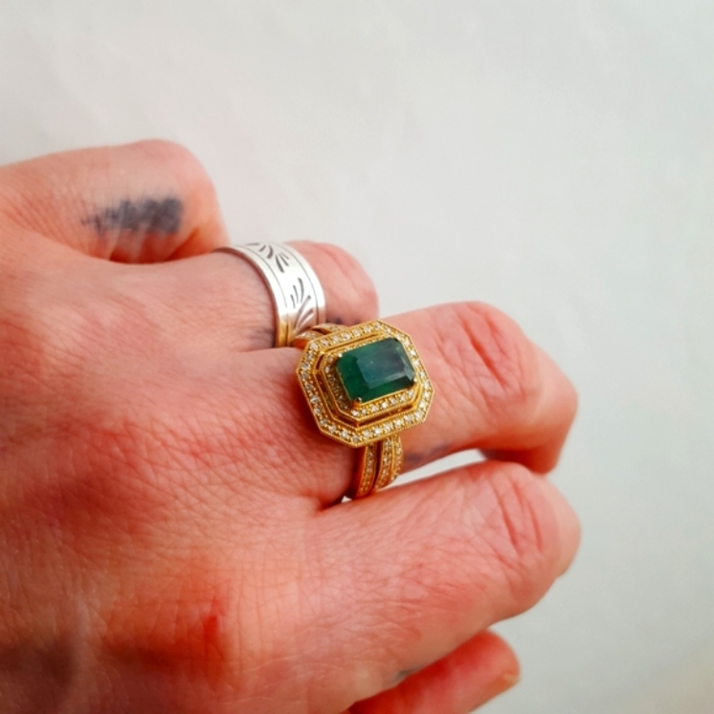 HP💫NWT🌙EFFY  14k Emerald Diamond Ring in Box Brasilica Collection - Picture 12 of 16